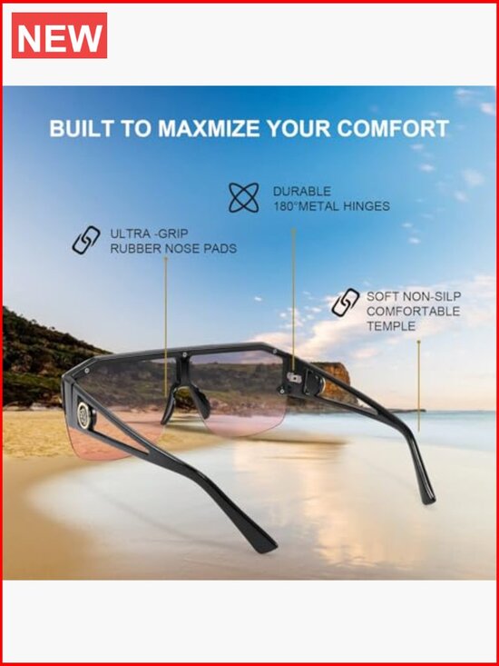 Square Oversized Flat Top Shield Sunglasses UV400 Polycarbonate main image 6